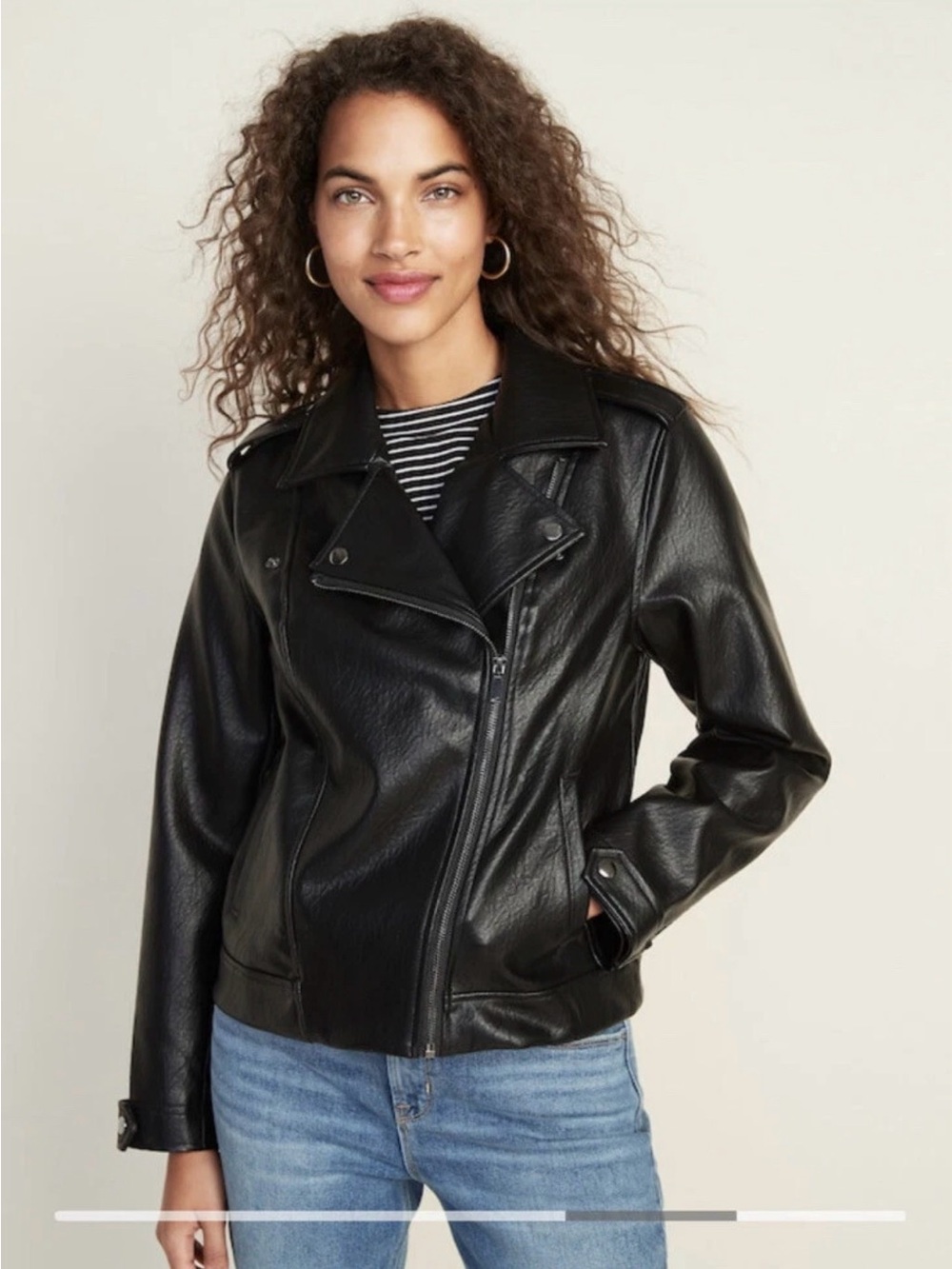 Old Navy Black Faux Leather Moto Jacket - Women